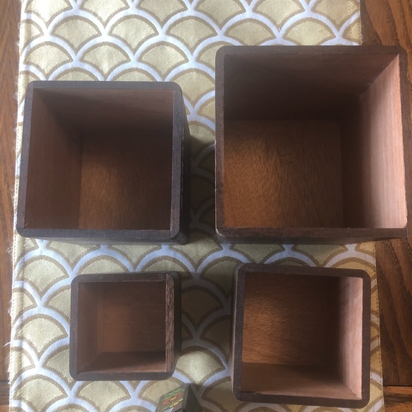 SOLD ETSY - Four wooden nesting boxes canisters salt pepper - Picture 12 of 15